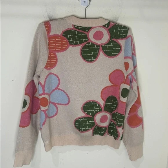 THML Cream Floral Knit Sweater Size Medium - Picture 4 of 13